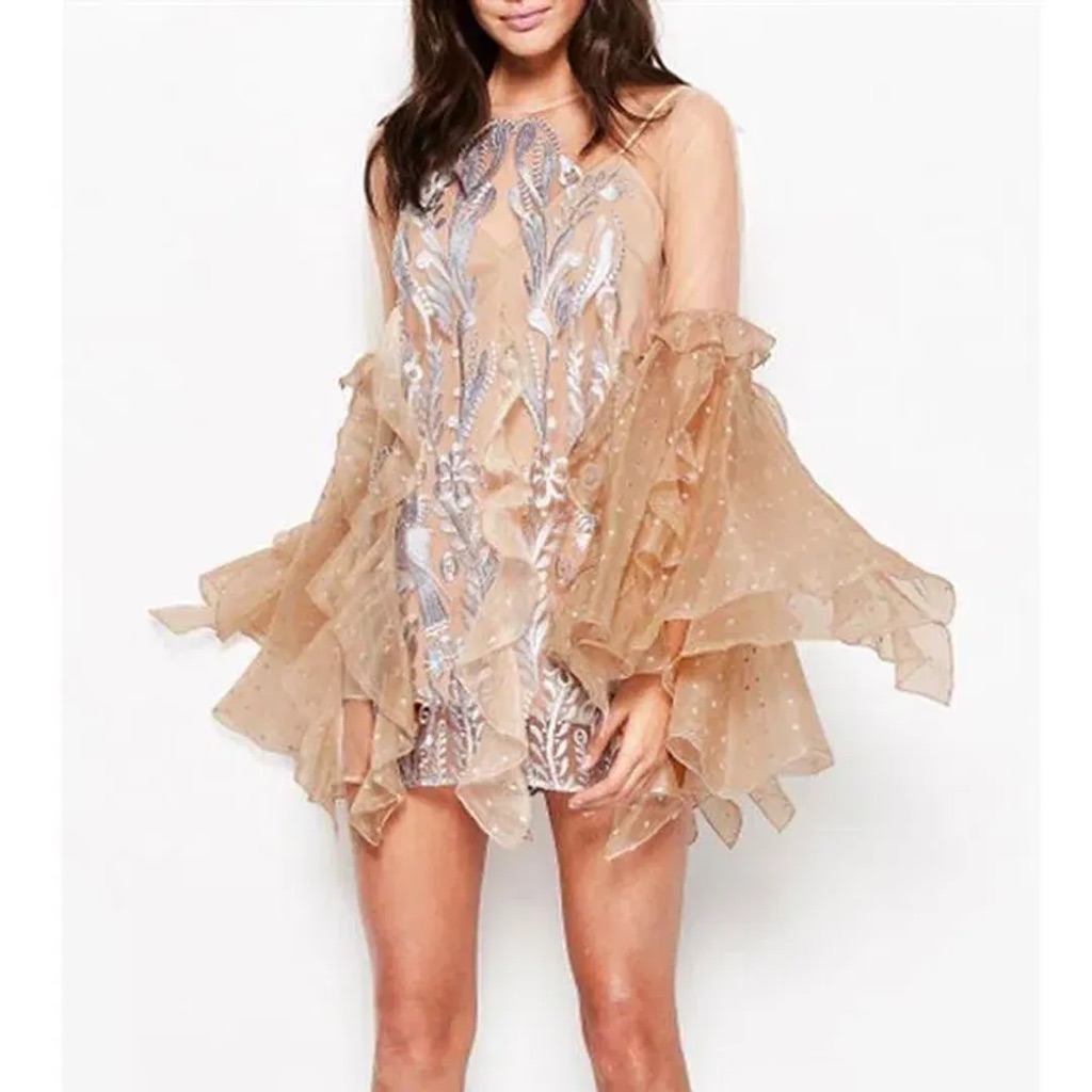 Alice Mccall Nude Mesh Mini Dress